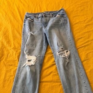 Old Navy Light Blue Distressed Straight Leg Jeans